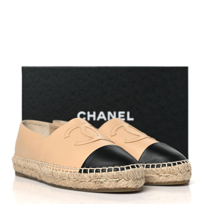 Chanel Lambskin CC Espadrilles 39 Beige Black 9 of 9