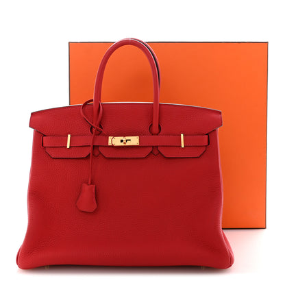 Hermes Taurillon Clemence BIRKIN 35 Rouge Casaque 13 of 13