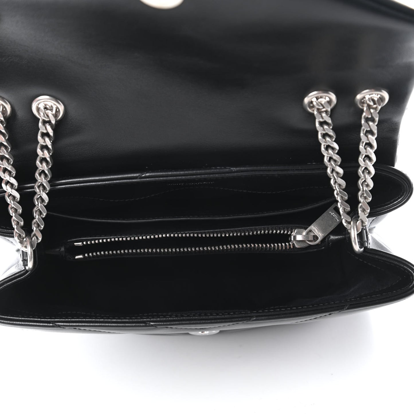 Calfskin Y Quilted Monogram Small Loulou Chain Satchel Black