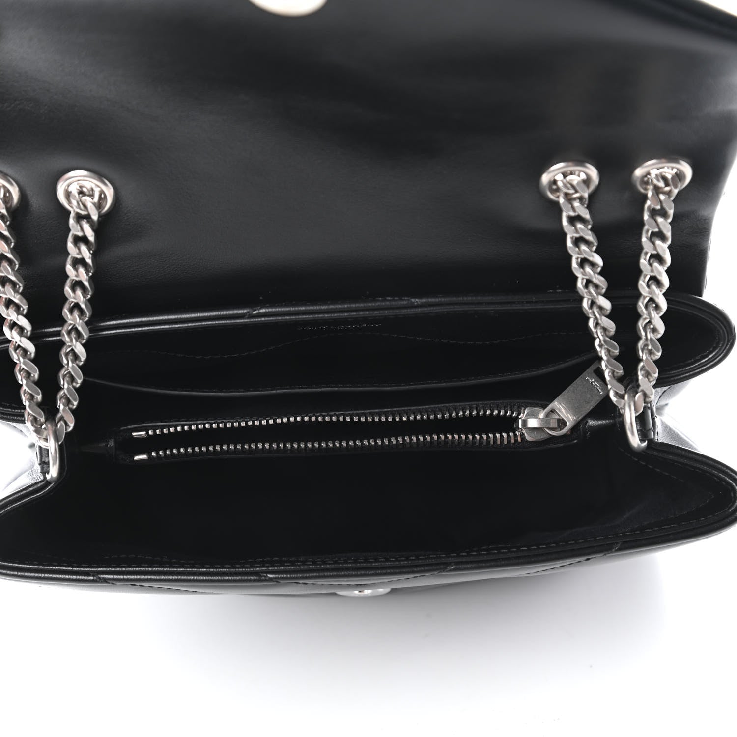 Saint Laurent Calfskin Y Quilted Monogram Small Loulou Chain Satchel Black 5 of 10