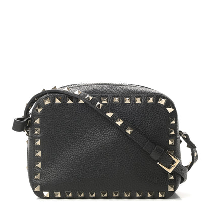Valentino Garavani Pebbled Calfskin Rockstud Camera Crossbody Bag Black 1 of 9