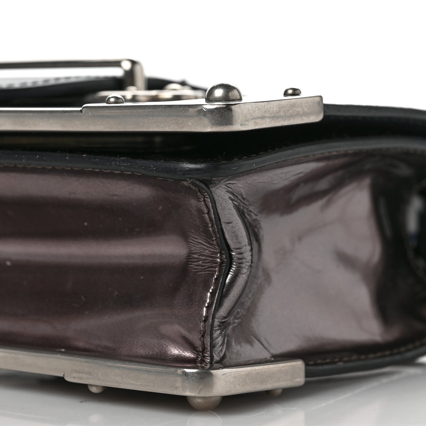 Metallic Vitello Saffiano Cahier Bag Ferro Black