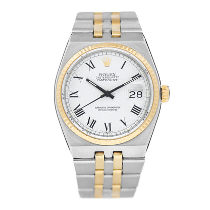 Rolex Stainless Steel 18K Yellow Gold 36mm OysterQuartz Datejust Watch White Roman 17013 1 of 4