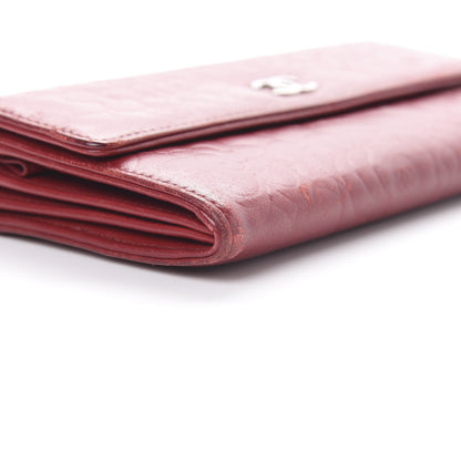 Chanel Lambskin Camellia Embossed Flap Wallet Red 13 of 17