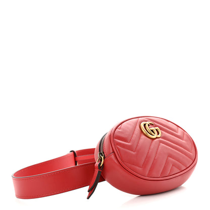 Gucci Calfskin Matelasse GG Marmont Belt Bag 85 34 Hibiscus Red 4 of 10