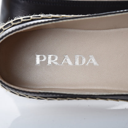 Prada Vitello Lux Logo Embossed 20mm Espadrilles 40 Black 6 of 10