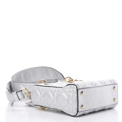 Christian Dior Metallic Grained Calfskin Cannage Mini Lady Dior Silver 4 of 10