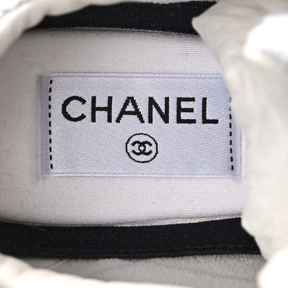 Chanel Painted Iridescent Cotton Tweed Suede Calfskin Womens CC Sneakers 39 White Silver Multicolor 7 of 9