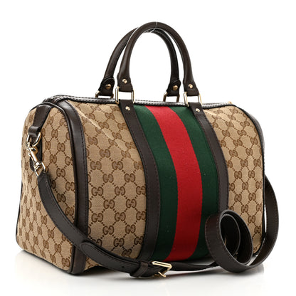 Gucci Monogram Vintage Web Medium Boston Dark Brown 3 of 11