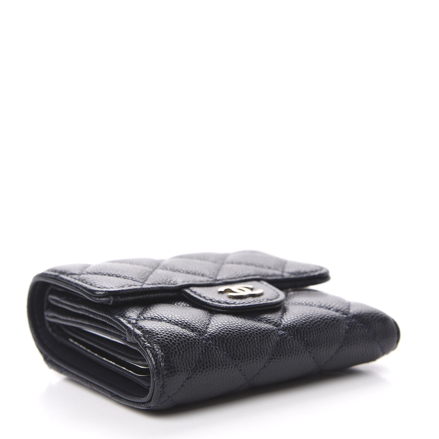 Chanel Caviar Quilted Compact Flap Wallet Navy 4 of 10