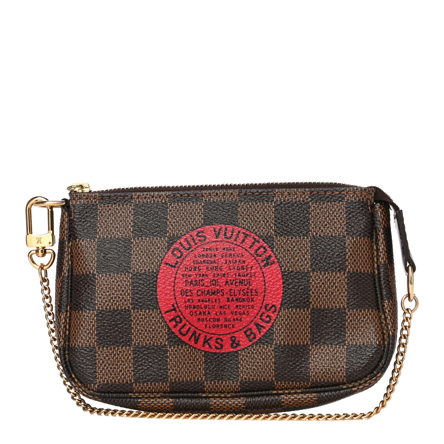 Damier Ebene Complice Trunks and Bags Mini Pochette Accessories Red