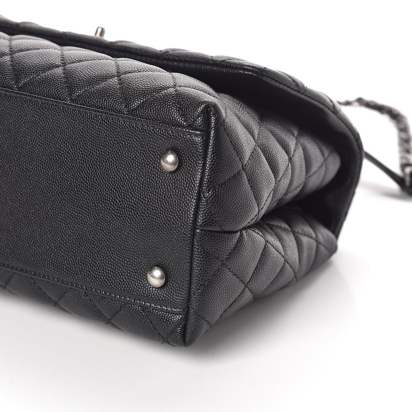 Caviar Quilted Small Coco Handle Flap Black