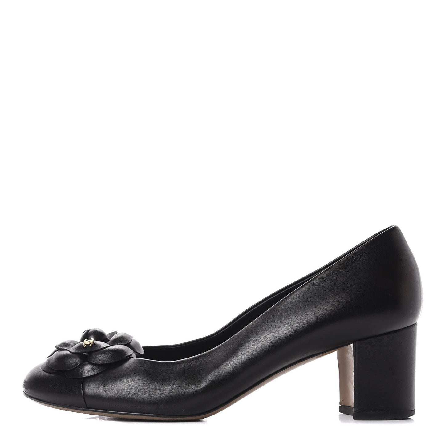 Lambskin Camellia Pumps 41 Black