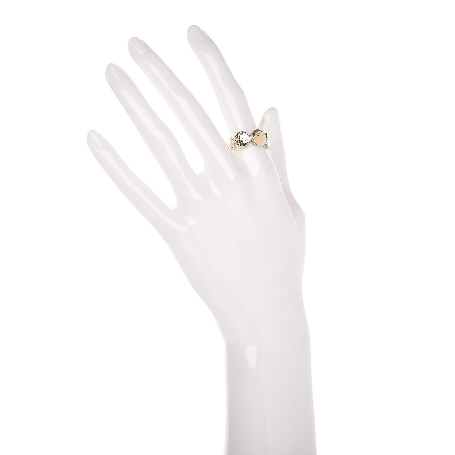 Sterling Silver 18K Yellow Gold Hammered Circle Ring 54 7