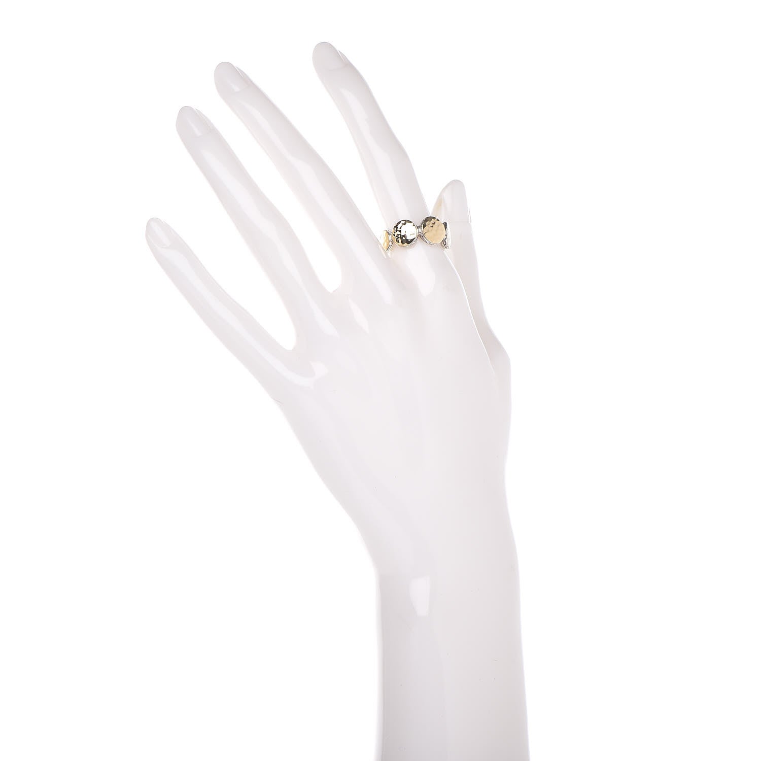 John Hardy Sterling Silver 18K Yellow Gold Hammered Circle Ring 54 7 2 of 5