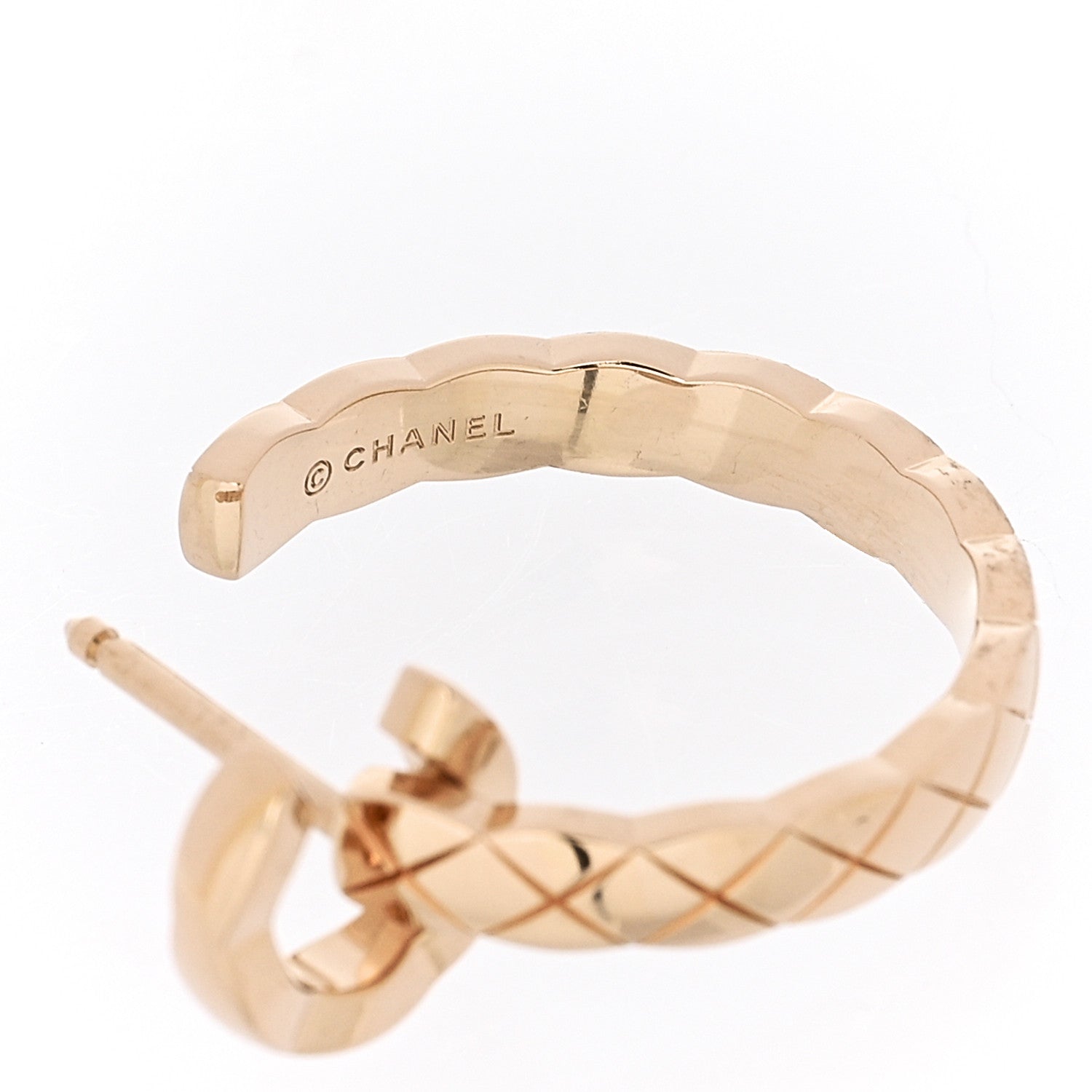 Chanel 18K Beige Gold Medium Coco Crush Hoop Earrings 4 of 5