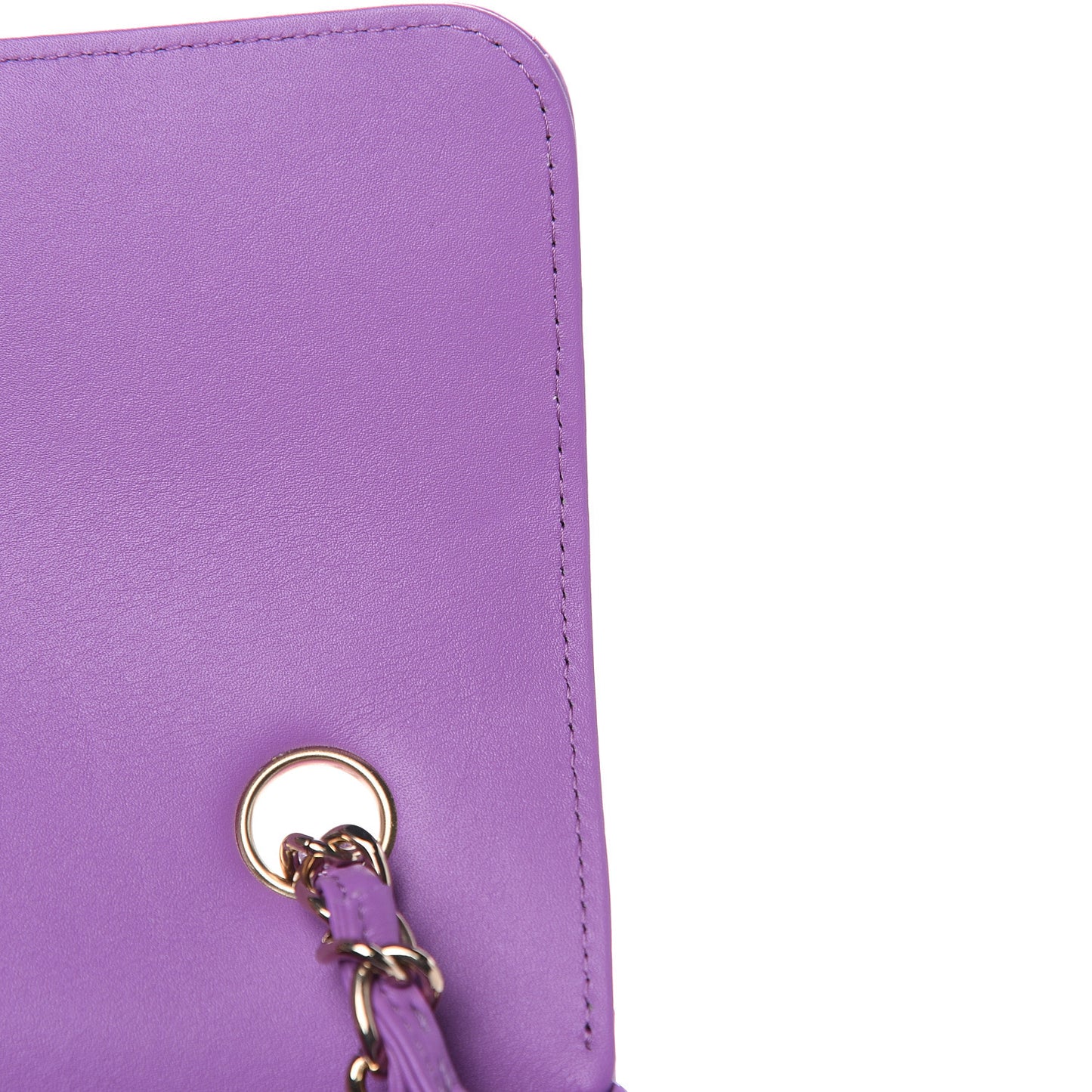Patent Quilted Mini Rectangular Flap Purple