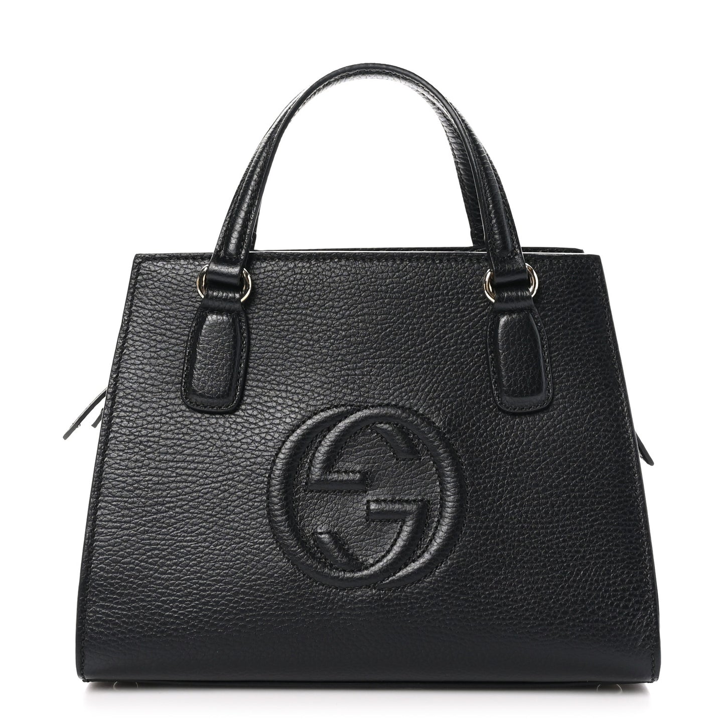 Pebbled Calfskin Medium Soho Top Handle Satchel Black
