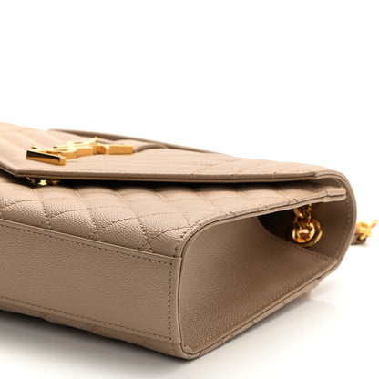 Saint Laurent Grain De Poudre Textured Mixed Matelasse Medium Triquilt Monogram Satchel Dark Beige 7 of 10
