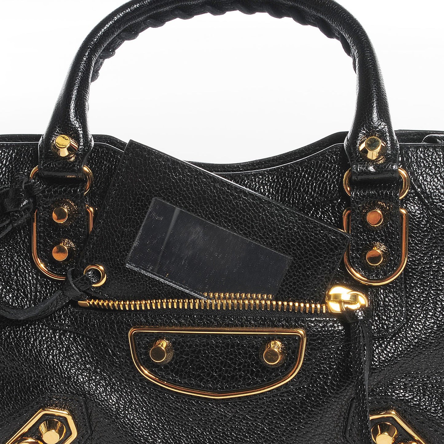 Chevre Gold Metallic Edge Hardware Mini City Black