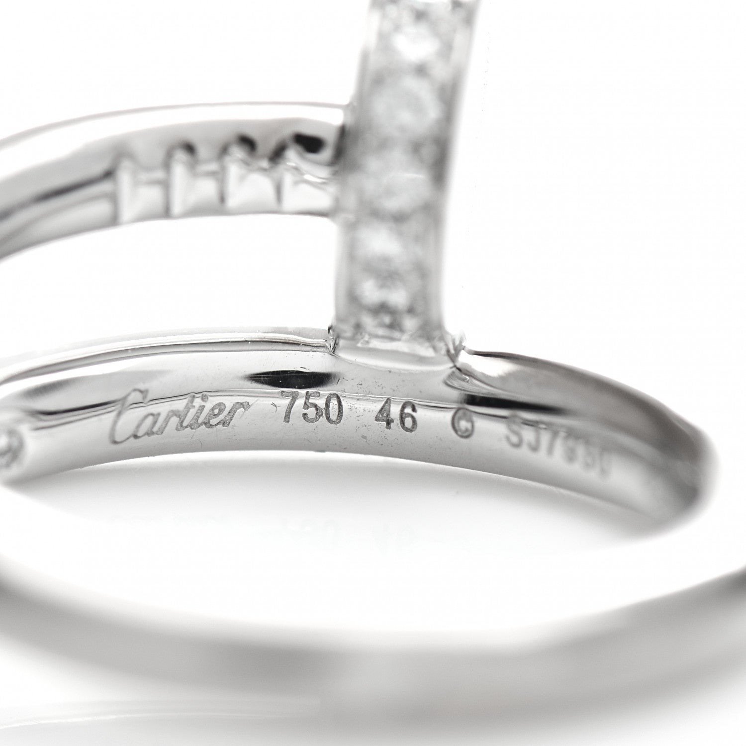 Cartier 18K White Gold Diamond Juste Un Clou Ring 46 3.75 4 of 4