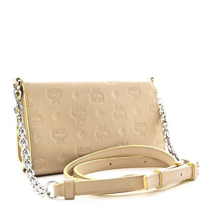 MCM Calfskin Ottomar Klara Tri Fold Phone Wallet On Strap Croissant 3 of 15