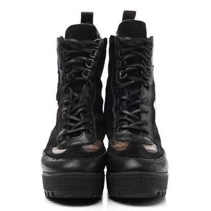 Louis Vuitton Suede Calfskin Monogram LV Black Heart Laureate Platform Desert Boots 37.5 Black 2 of 9