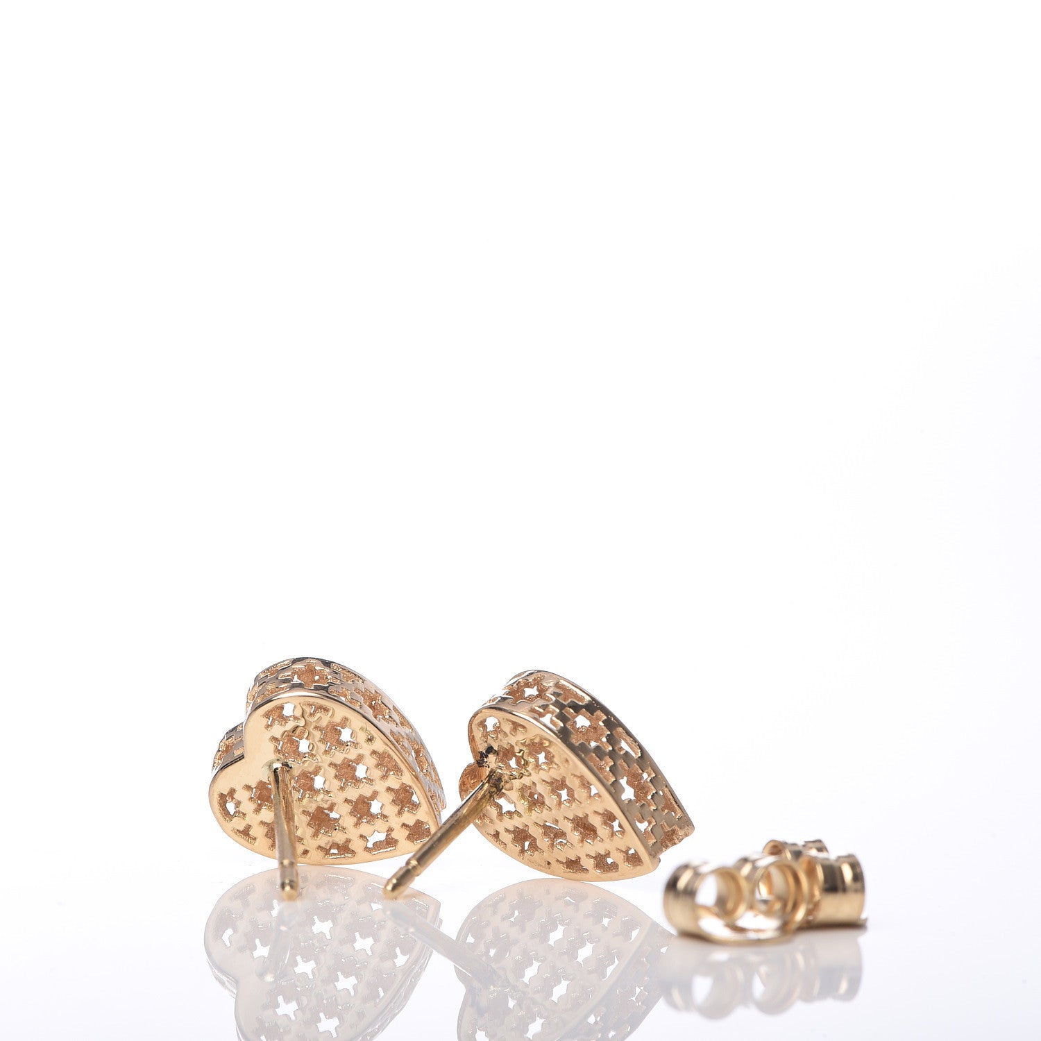 Gucci 18K Yellow Gold Diamantissima Heart Stud Earrings 3 of 5