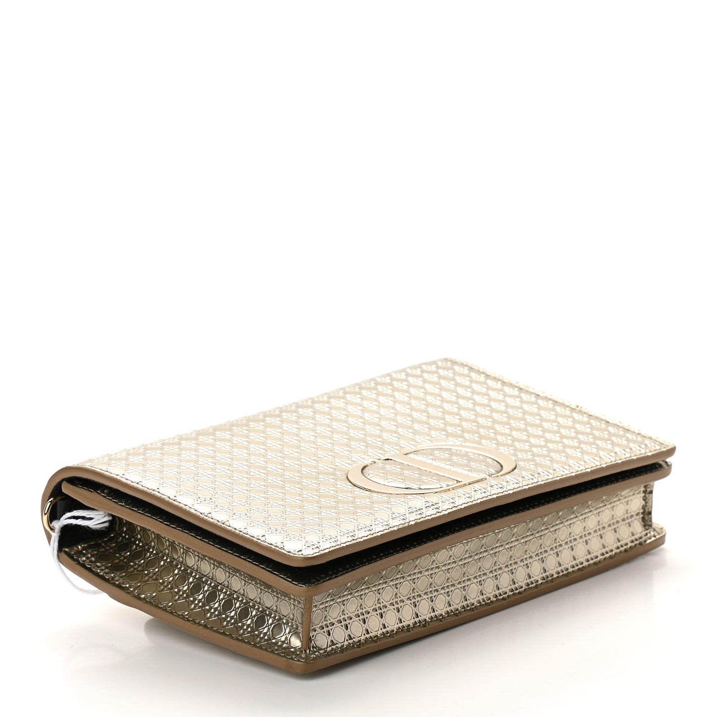 Metallic Patent Micro-Cannage 30 Montaigne 2 in 1 Pouch Gold