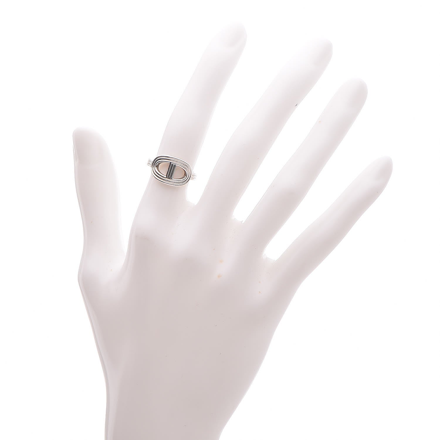 Hermes Sterling Silver Horizontal Chaine d'Ancre 24 PM Ring 49 5 2 of 5
