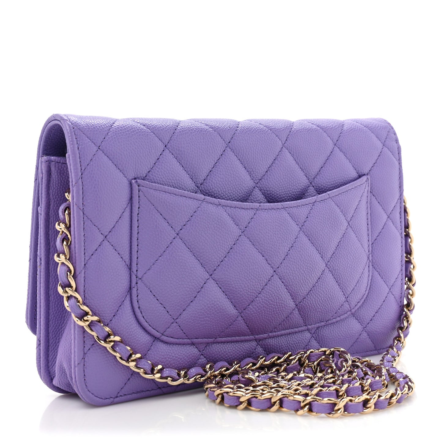Caviar Quilted Wallet On Chain WOC Purple