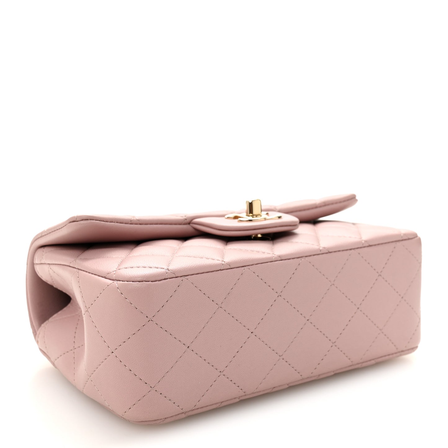 Lambskin Quilted Mini Top Handle Rectangular Flap Light Pink