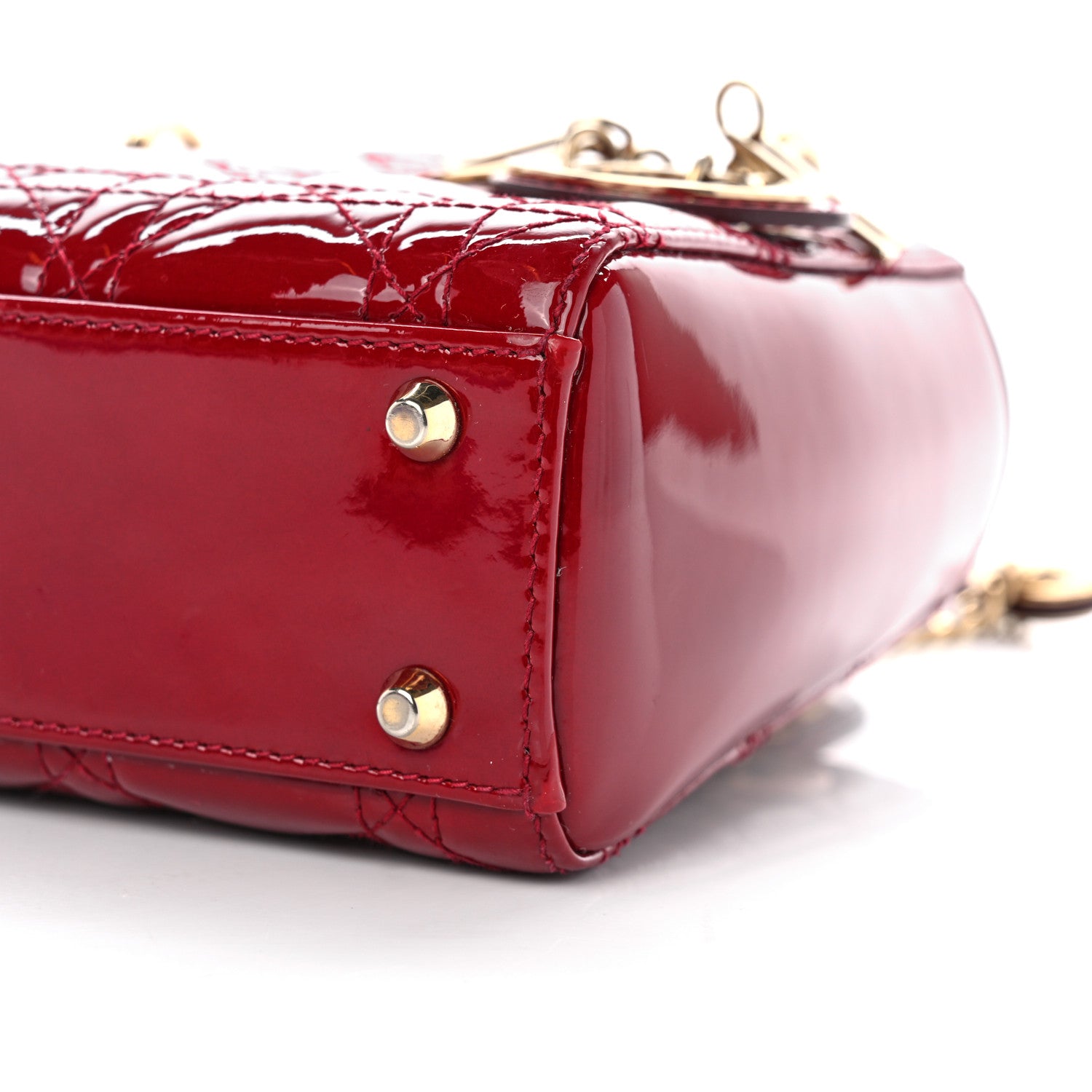 Christian Dior Patent Cannage Mini Lady Dior Red 10 of 11
