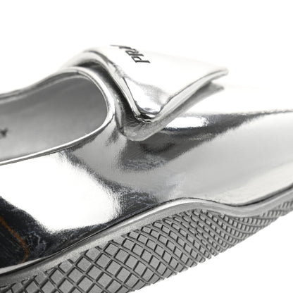 Prada Spazzolato Triangle Logo Pointed Toe 45mm Slingback Pumps 36.5 Argento 10 of 11