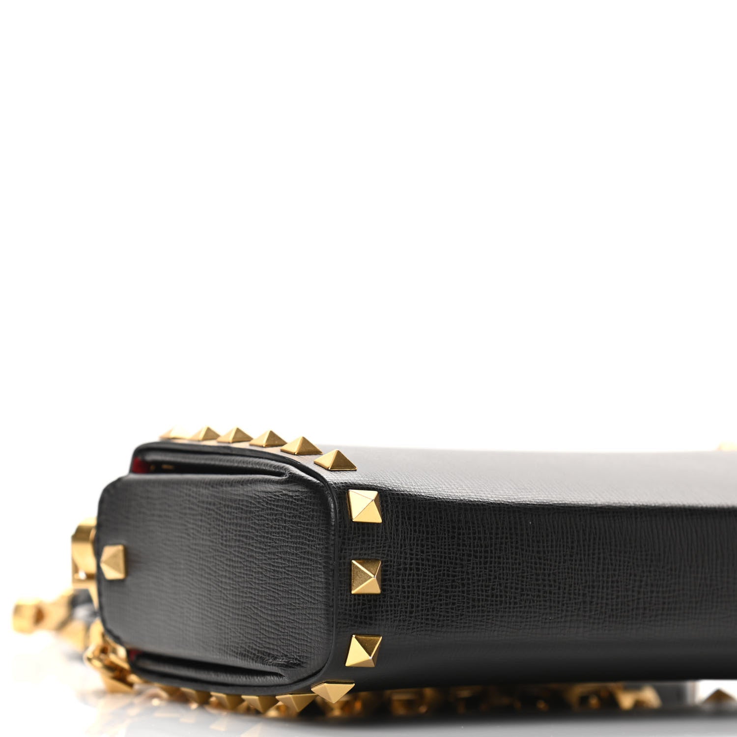 Valentino Garavani Grainy Calfskin Rockstud Alcove Box Clutch Black 8 of 10