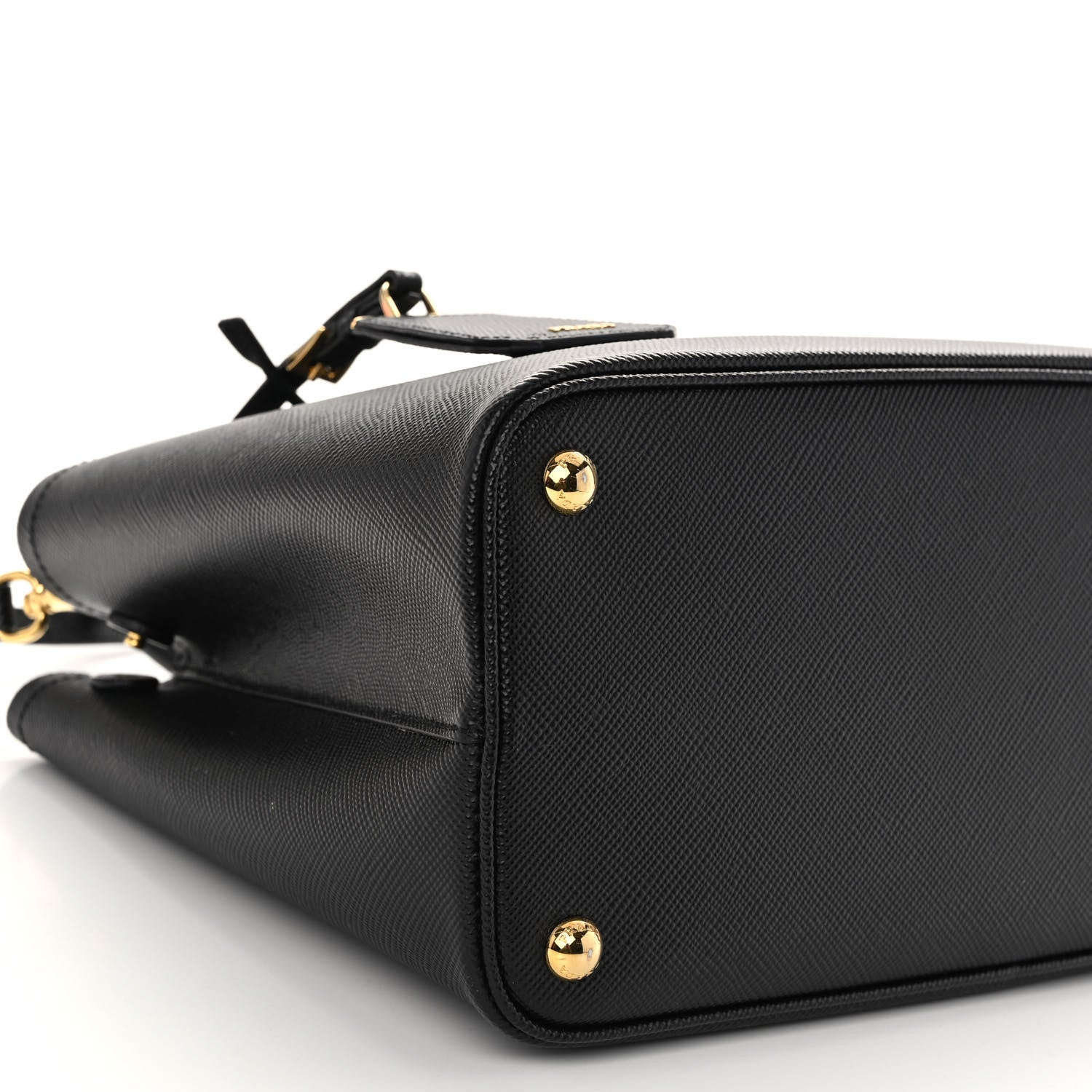 Prada Saffiano Cuir Medium Double Handle Bag Black 8 of 9
