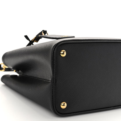 Prada Saffiano Cuir Medium Double Handle Bag Black 8 of 9
