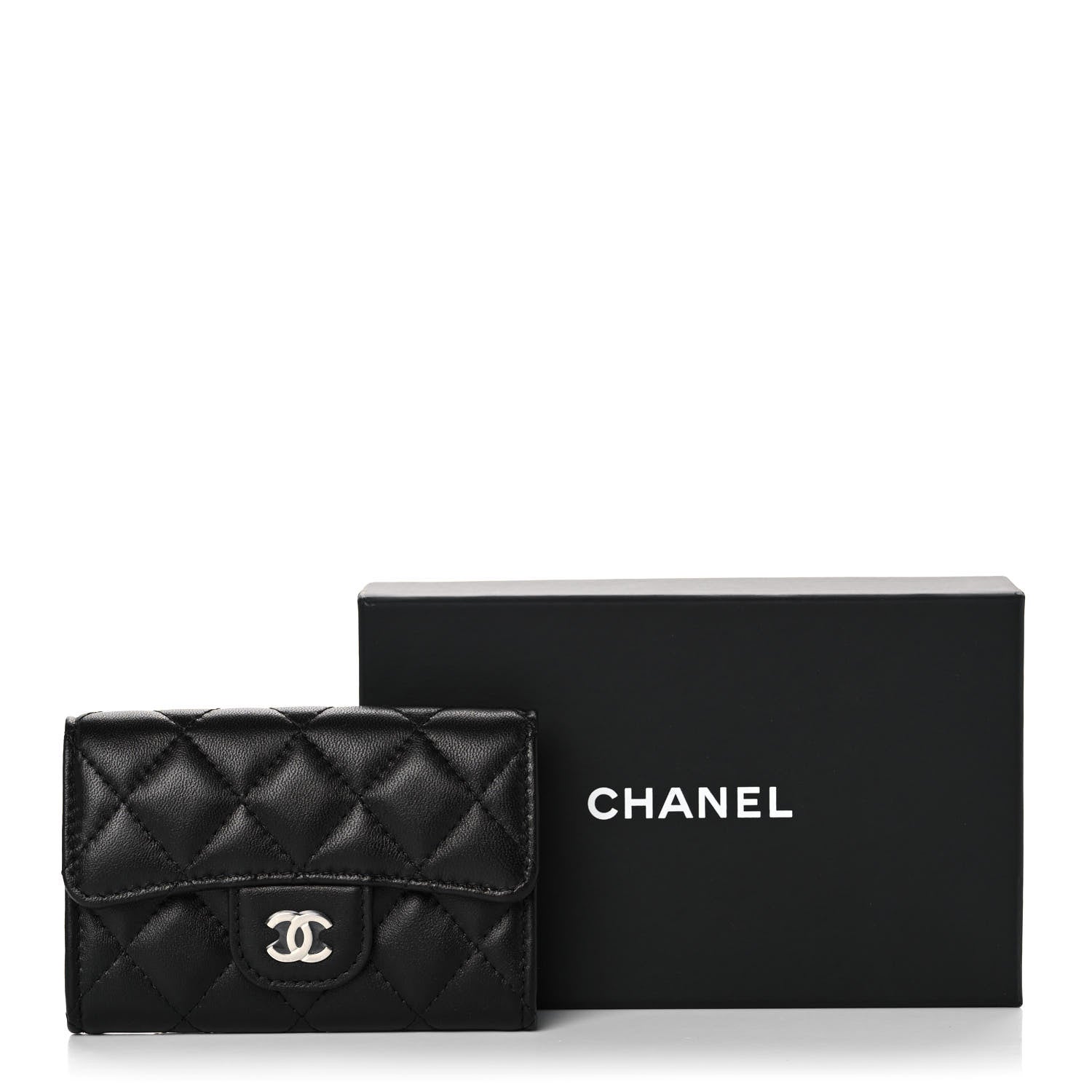 Chanel Lambskin Quilted Flap Card Holder Wallet Black 12 of 12