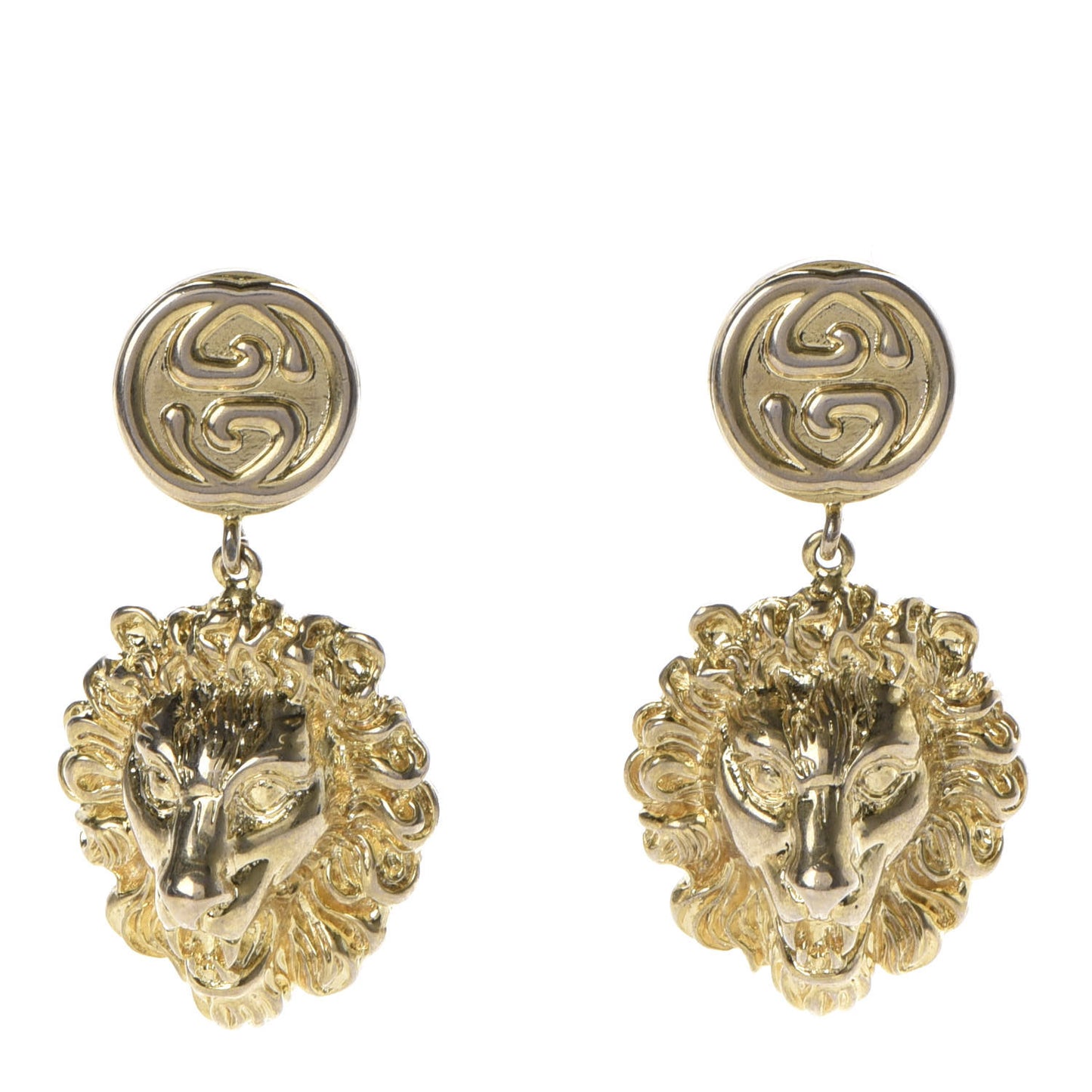 Interlocking GG Lionhead Earrings Gold
