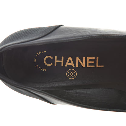 Chanel Lambskin Patent Cap Toe Low Heel Chain Pumps 36 Black 8 of 15