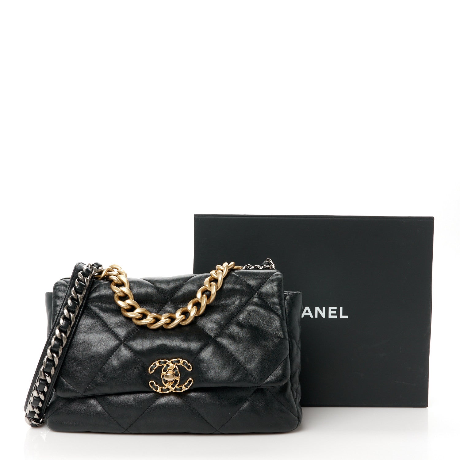 Chanel Lambskin Quilted Large Chanel 19 Flap Black 11 of 11
