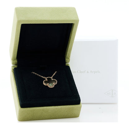Van Cleef & Arpels 18K Rose Gold Gray Mother of Pearl Vintage Alhambra Pendant Necklace 6 of 6