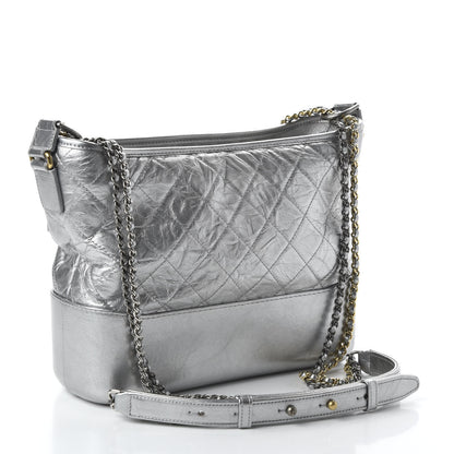 Chanel Metallic Lambskin Calfskin Quilted Medium Gabrielle Hobo Silver 3 of 11