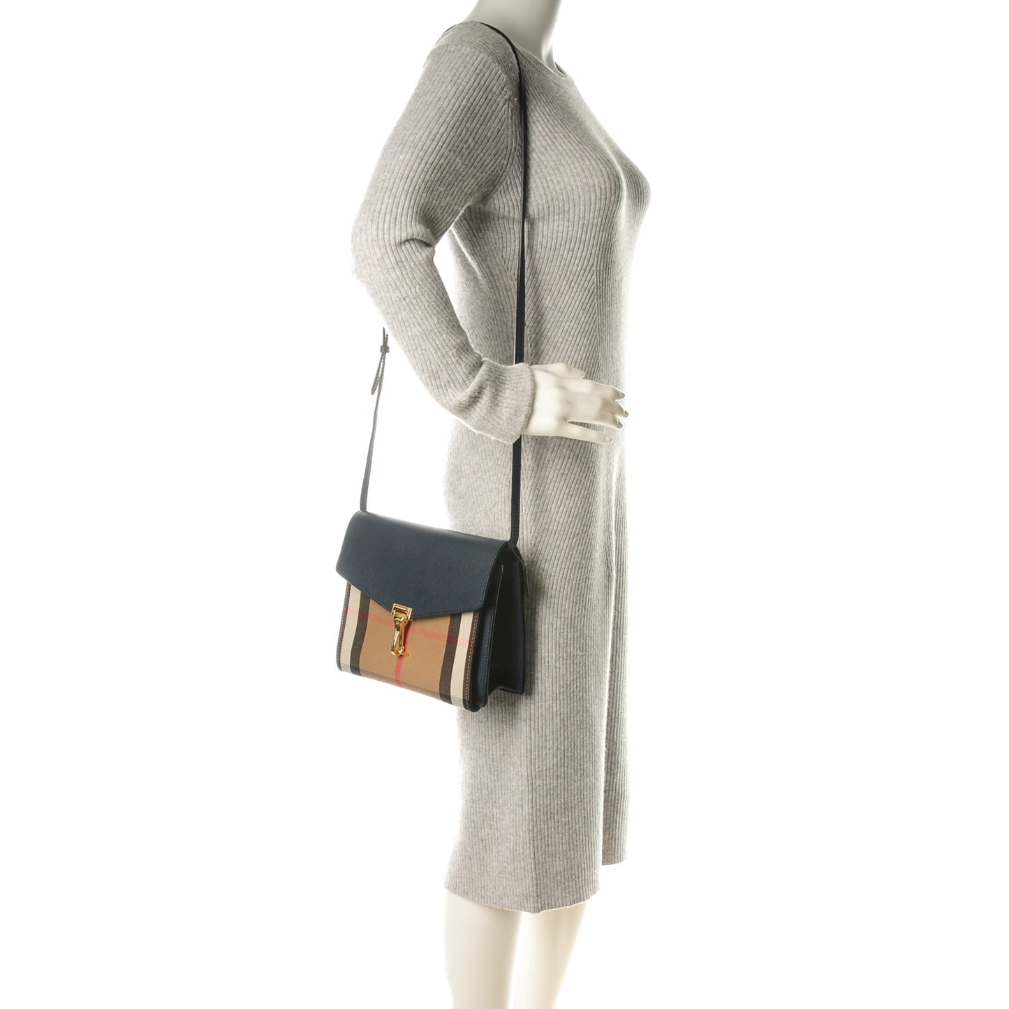 Derby Calfskin House Check Small Macken Crossbody Bag Ink Blue