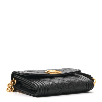 Chanel Caviar Quilted Boy Card Holder On Chain Black 4 of 11