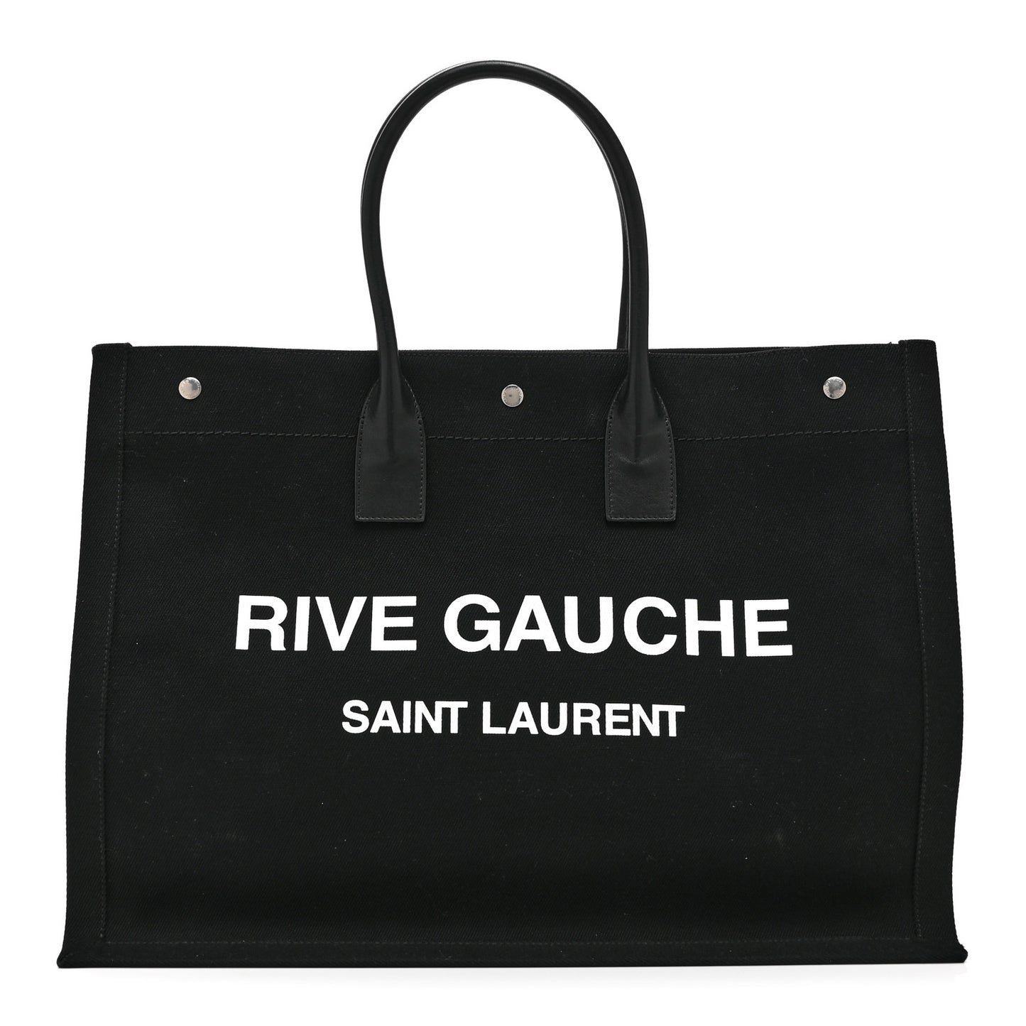 Linen Calfskin Rive Gauche Tote Black