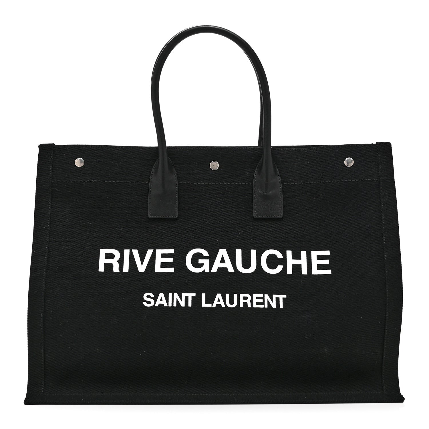 Saint Laurent Linen Calfskin Rive Gauche Tote Black 1 of 10