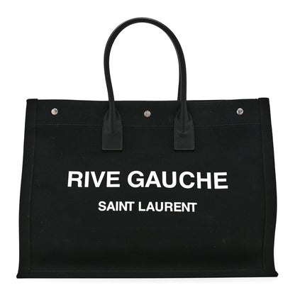 Saint Laurent Linen Calfskin Rive Gauche Tote Black 1 of 10