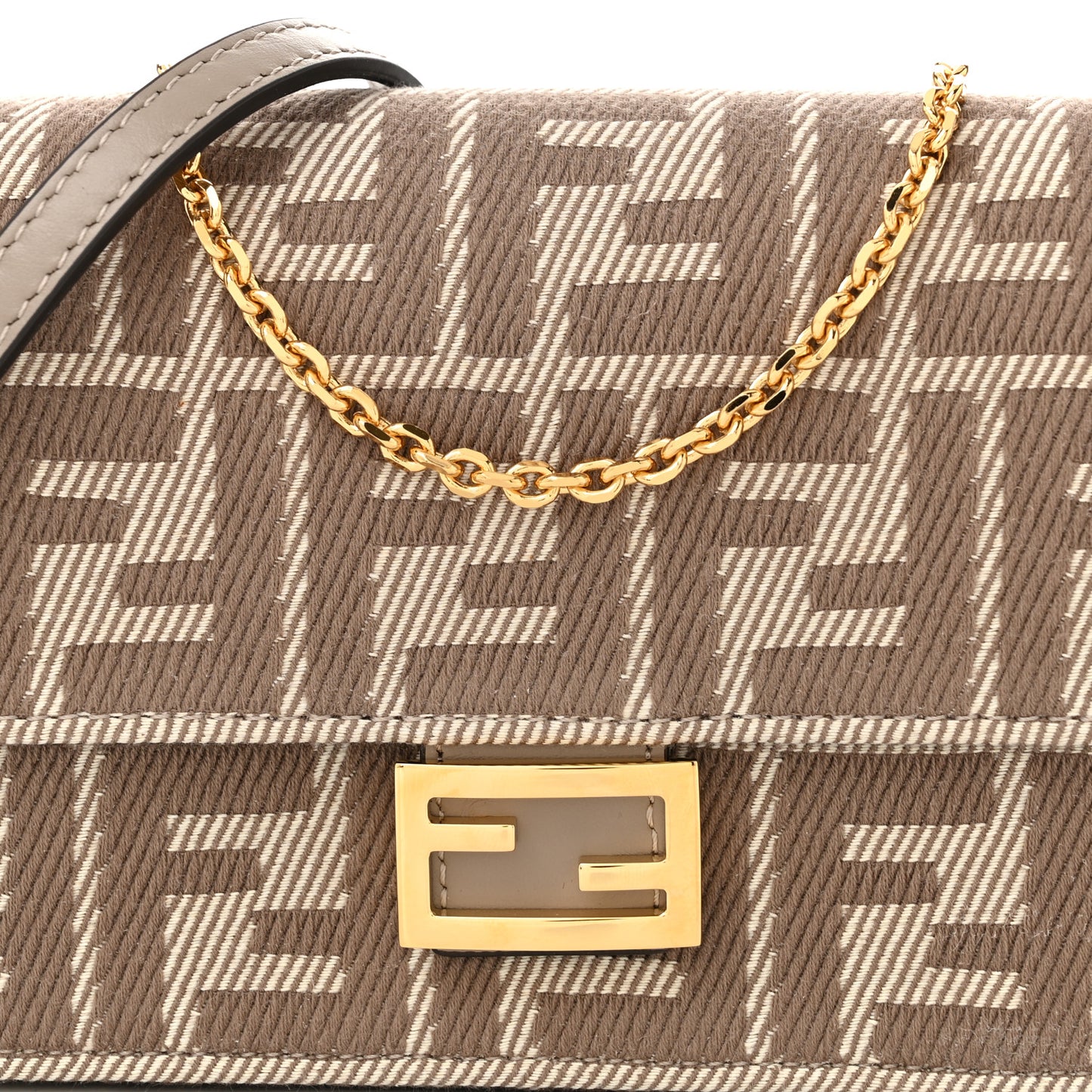 Jacquard Denim Effect FF 1974 Wallet On Chain White Dove