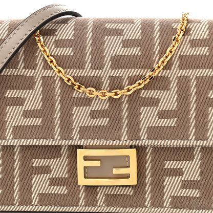 Fendi Jacquard Denim Effect FF 1974 Wallet On Chain White Dove 7 of 10